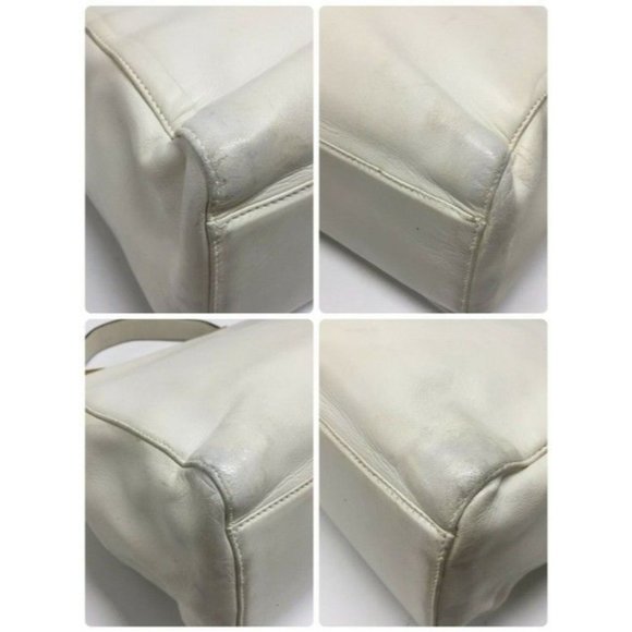 Prada Vitello Daino Handle Style Purse Super Soft White Leather Satchel - Picture 6 of 9